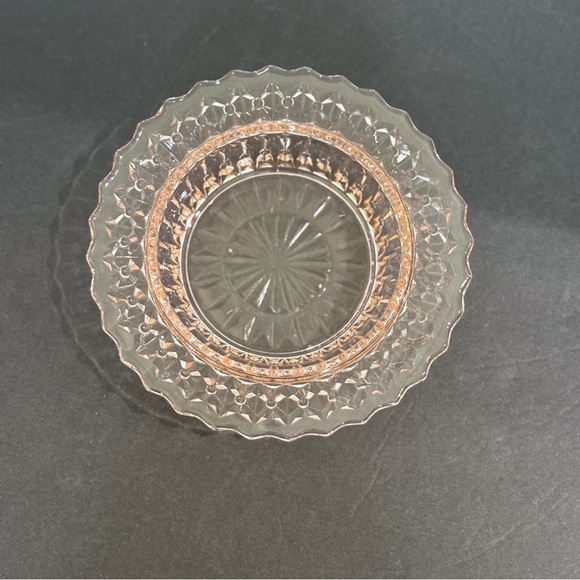 Jeanette Pink Depression Era Glass Holiday Buttons & Bows Butter Dish Base 6'' - Picture 2 of 5